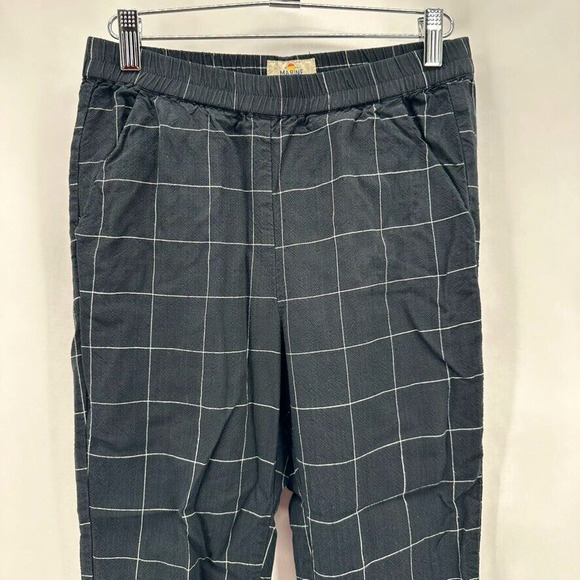 Marine Layer Allison‎ Pants Size XS Black Windowpane Tulip Hem Beach City Preppy - Picture 2 of 12
